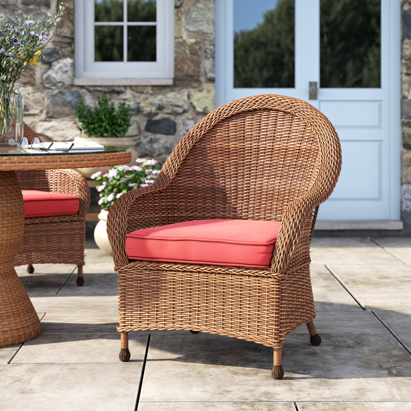 Birch Lane™ Amada All Weather Wicker Dining Armchair with Cushion & Reviews Wayfair